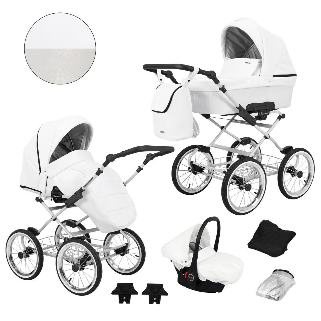 Carrito Bebé Kunert Romantic 2 o 3 en 1 Chasis Gris - Ecopiel