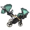 Carrito Bebé Gemelar Fluo V3 Slim - Junama verde y dorado (1)