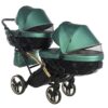 Carrito Bebé Gemelar Fluo V3 Slim - Junama verde y dorado (5)
