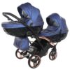 Carrito Bebé Gemelar Fluo V3 Slim - azul y cobre