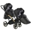 Carrito Bebé Gemelar Fluo V3 Slim - negro y dorado