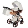 Carrito Bebé Fluo V3 Glossy 2o3 en 1 Junama- blanco y COBRE - CARRITOSDEBEBES.COM