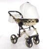 Carrito Bebé Fluo V3 Glossy 2o3 en 1 Junama- blanco y ORO - CARRITOSDEBEBES.COM (1)