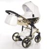 Carrito Bebé Fluo V3 Glossy 2o3 en 1 Junama- blanco y ORO - CARRITOSDEBEBES.COM