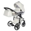Carrito Bebé Fluo V3 Glossy 2o3 en 1 Junama- blanco y plata - CARRITOSDEBEBES.COM