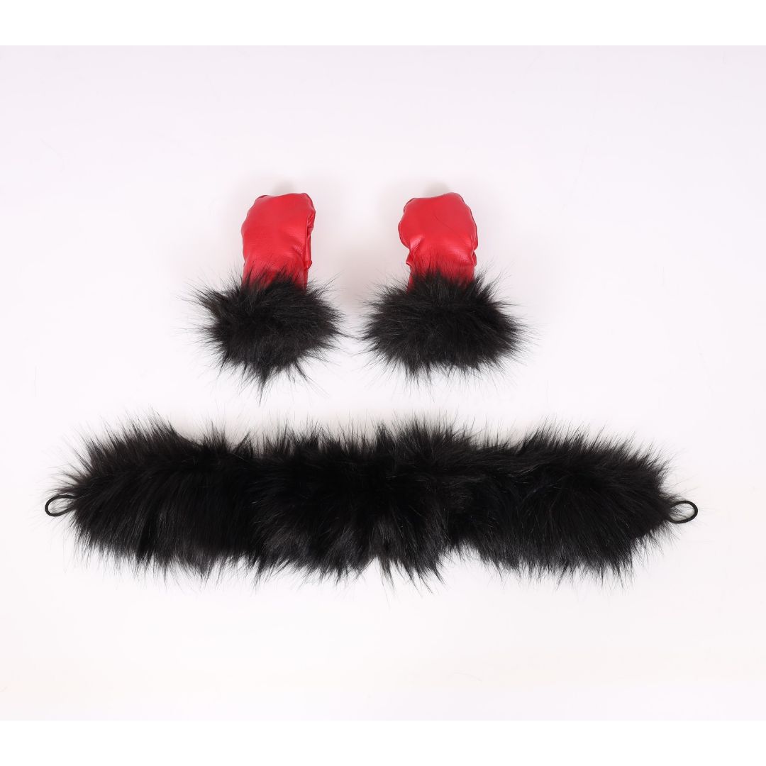 manoplas carrito de muñecas rudolf con pelo, pelo para capota y pompom