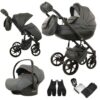 Carrito de bebé AAA MOMO 2o3 en 1 Ecopiel - gris y chasis negro - carritosdebebes.com