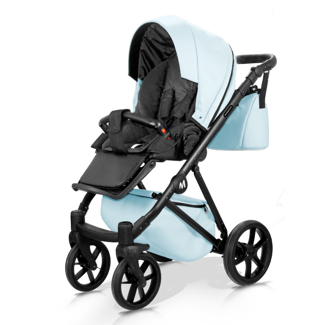 Carrito de bebé Harmony MOMMO 2o3 en 1 Ecopiel - azul bebe - carritosdebebes.com (1)