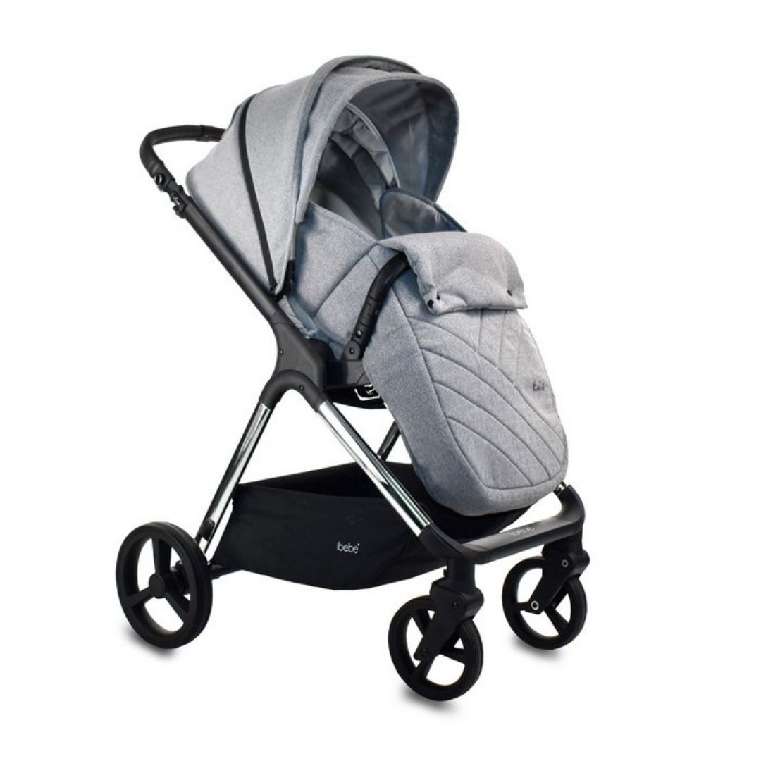 Carritosdebebés.com - iBebe-Ice-cromado-gris (2) iBebe Ice cromado y gris silla de paseo cubrepiernas ergonómico y funcional