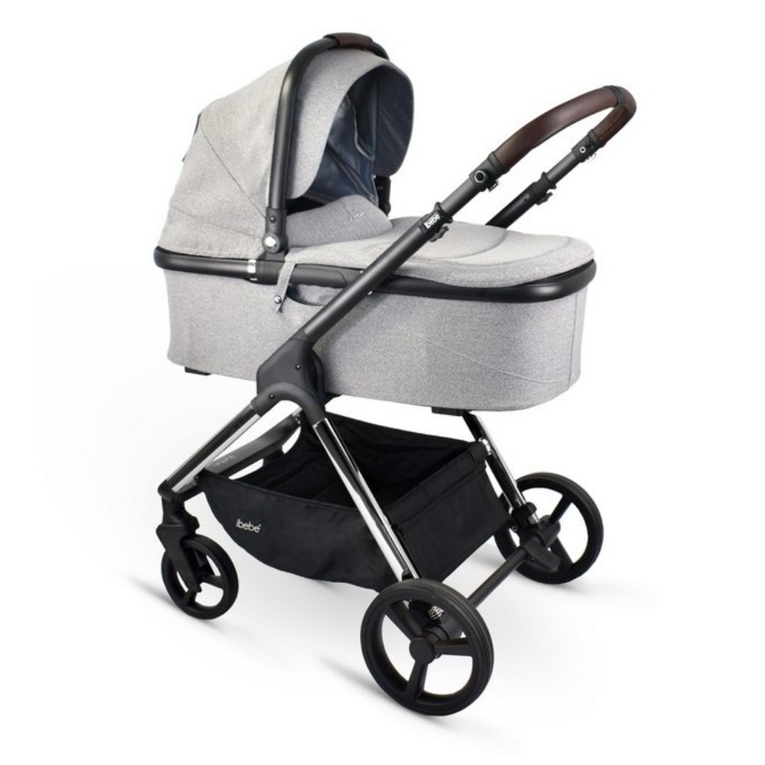 Carritosdebebés.com - iBebe-Ice-cromado-gris iBebe Ice cromado y gris capazo ergonómico y funcional