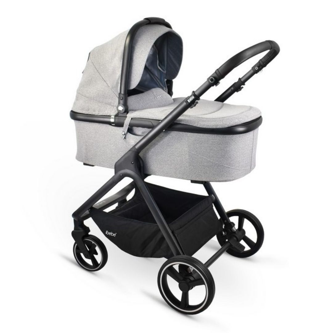 iBebe Ice negro y gris capazo ergonómico y funcional