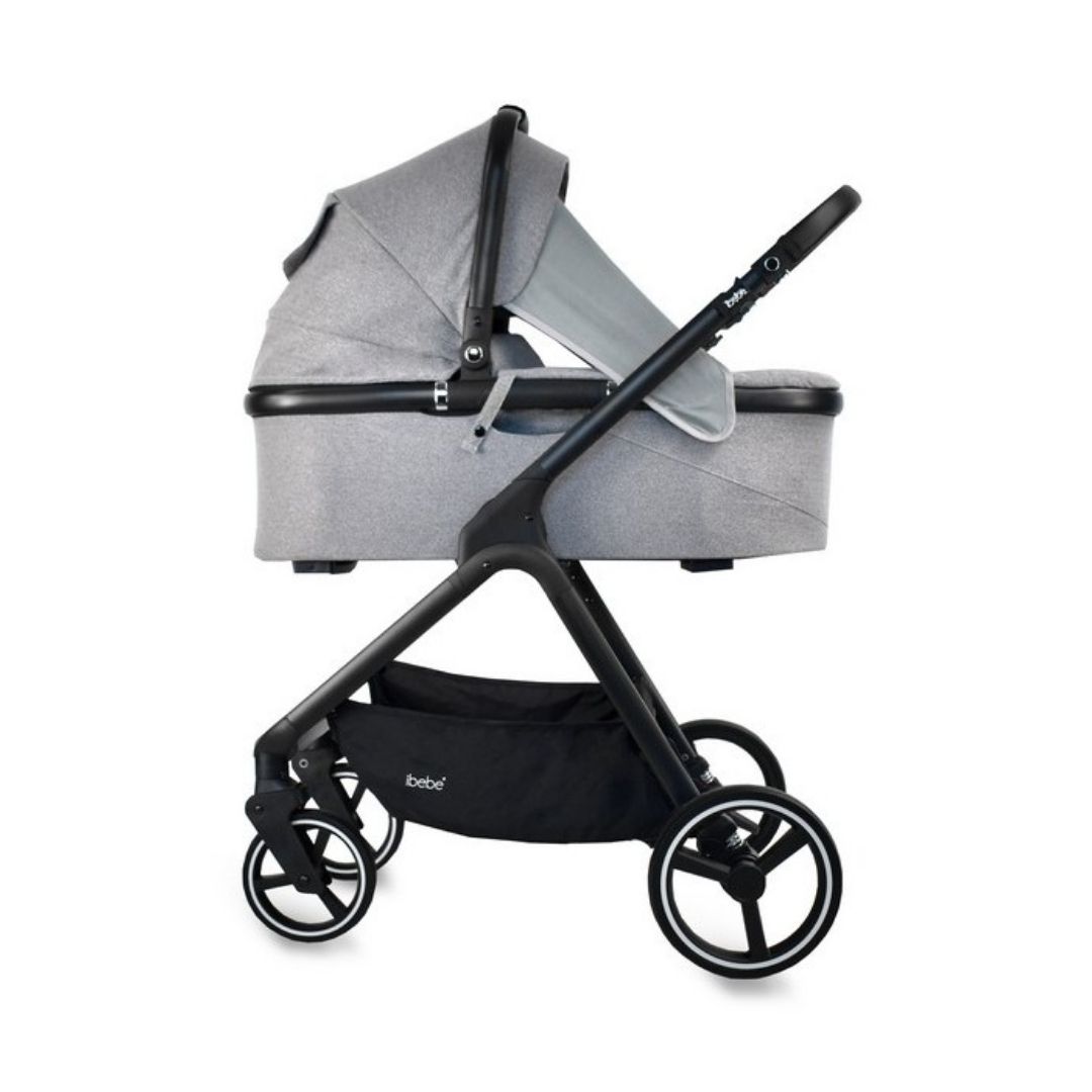 iBebe Ice negro y gris capazo ergonómico y funcional