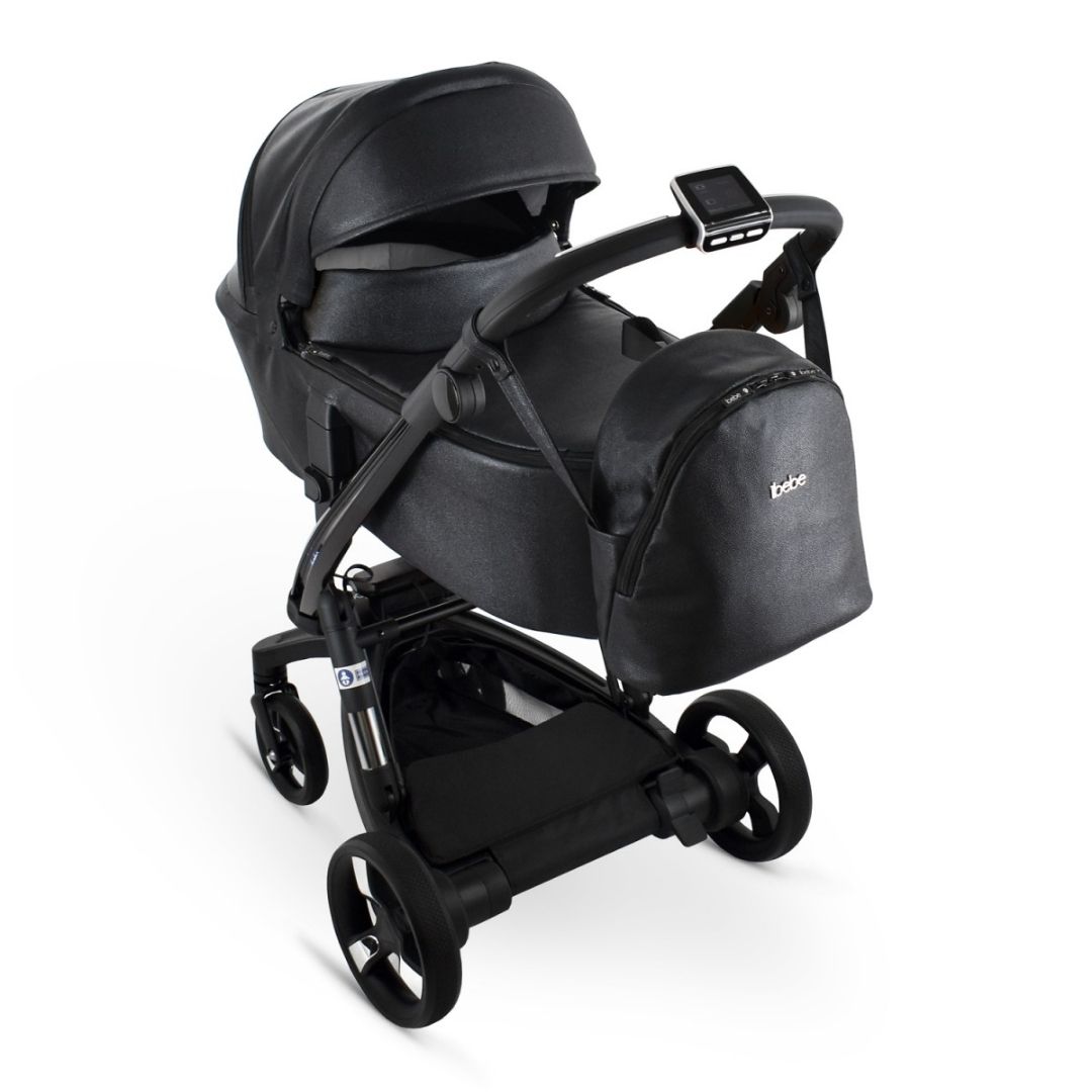 iBebe-ISTOP-FOLLOW-ME-ECO-BLACK-SHINE electrónico capazo y mochila