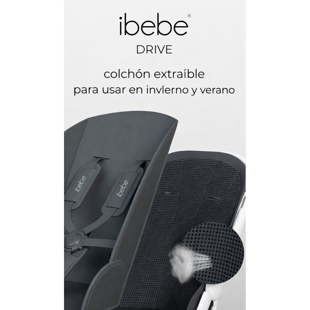 Carrito de bebé eléctrico ibebe Drive con sistema de frenado inteligente respaldo acolchado