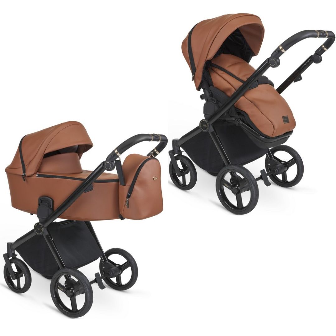 iBebe Gloss eco Chestnut capazo para recién nacido hasta 9kg y silla de paseo hasta 22kg con saco de dormir