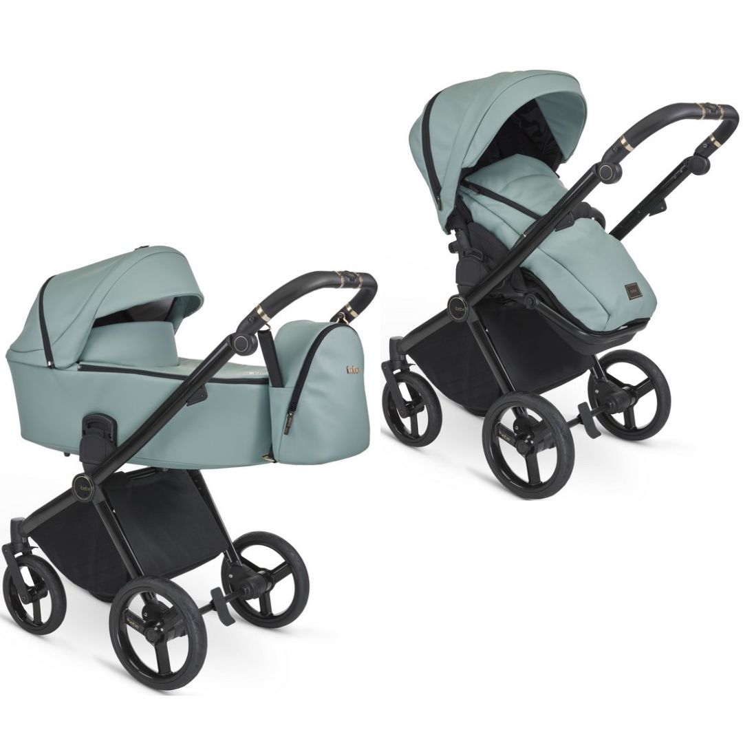 iBebe-Gloss-eco-menta - carritosdebebes.com (3) iBebe Gloss eco menta capazo para recién nacido hasta 9kg y silla de paseo hasta 22kg con saco de dormir