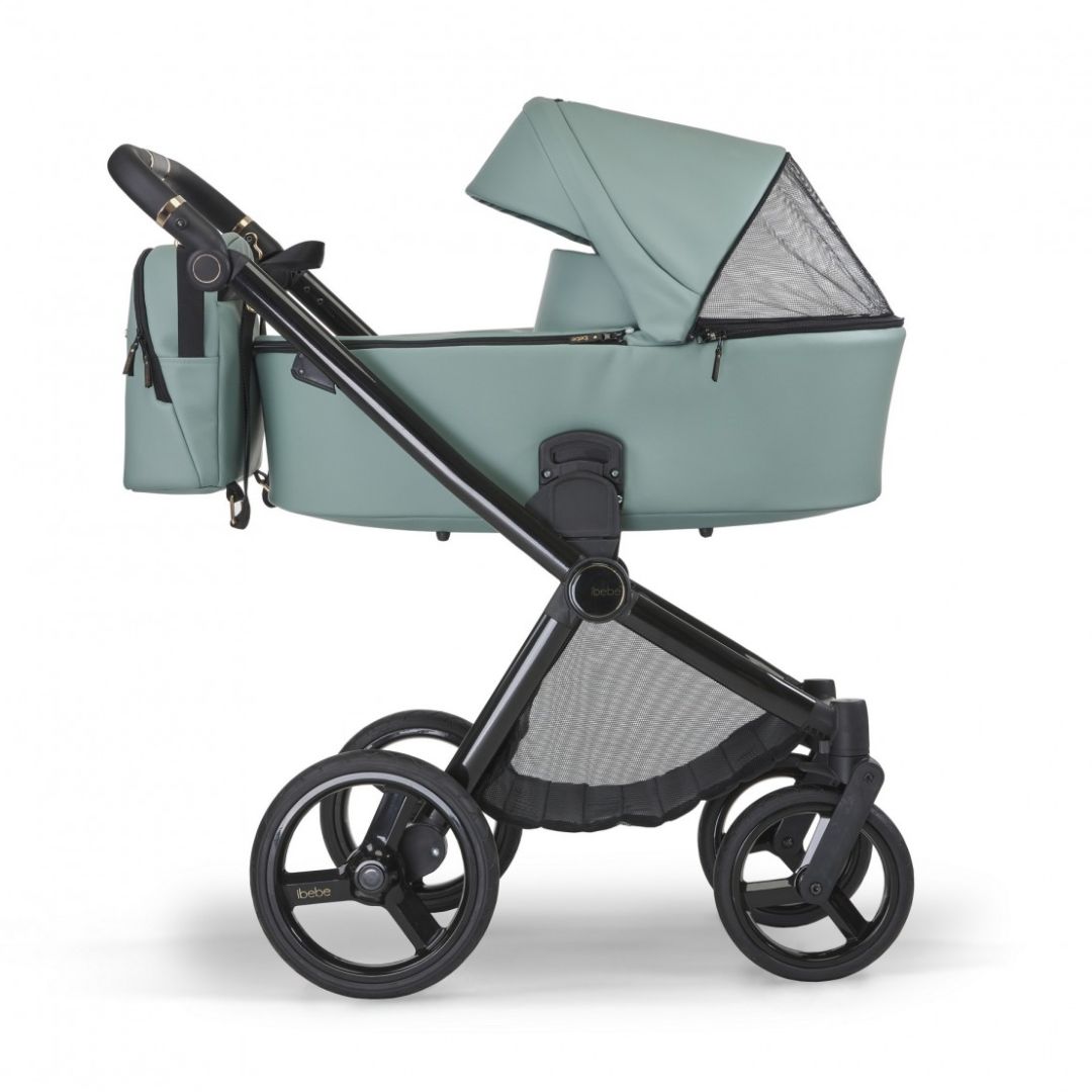 iBebe-Gloss-eco-menta - carritosdebebes.com (4) iBebe Gloss eco menta capazo para recién nacido hasta 9kg y silla de paseo hasta 22kg con saco de dormir y mochila comodidad absoluta y funcionalidad diseño cautivador