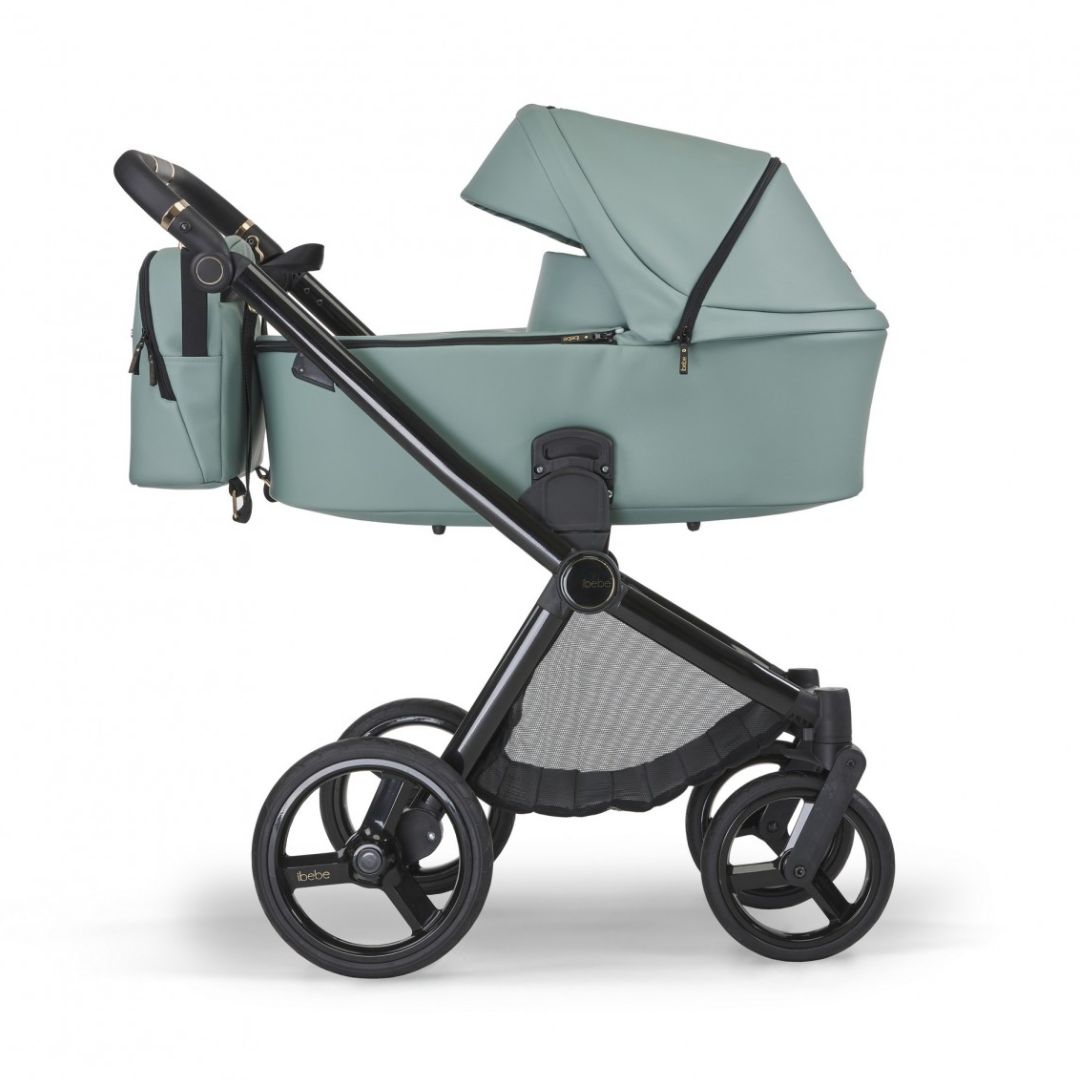 iBebe-Gloss-eco-menta - carritosdebebes.com (5) iBebe Gloss eco menta capazo para recién nacido hasta 9kg y silla de paseo hasta 22kg con saco de dormir y mochila comodidad absoluta y funcionalidad diseño cautivador