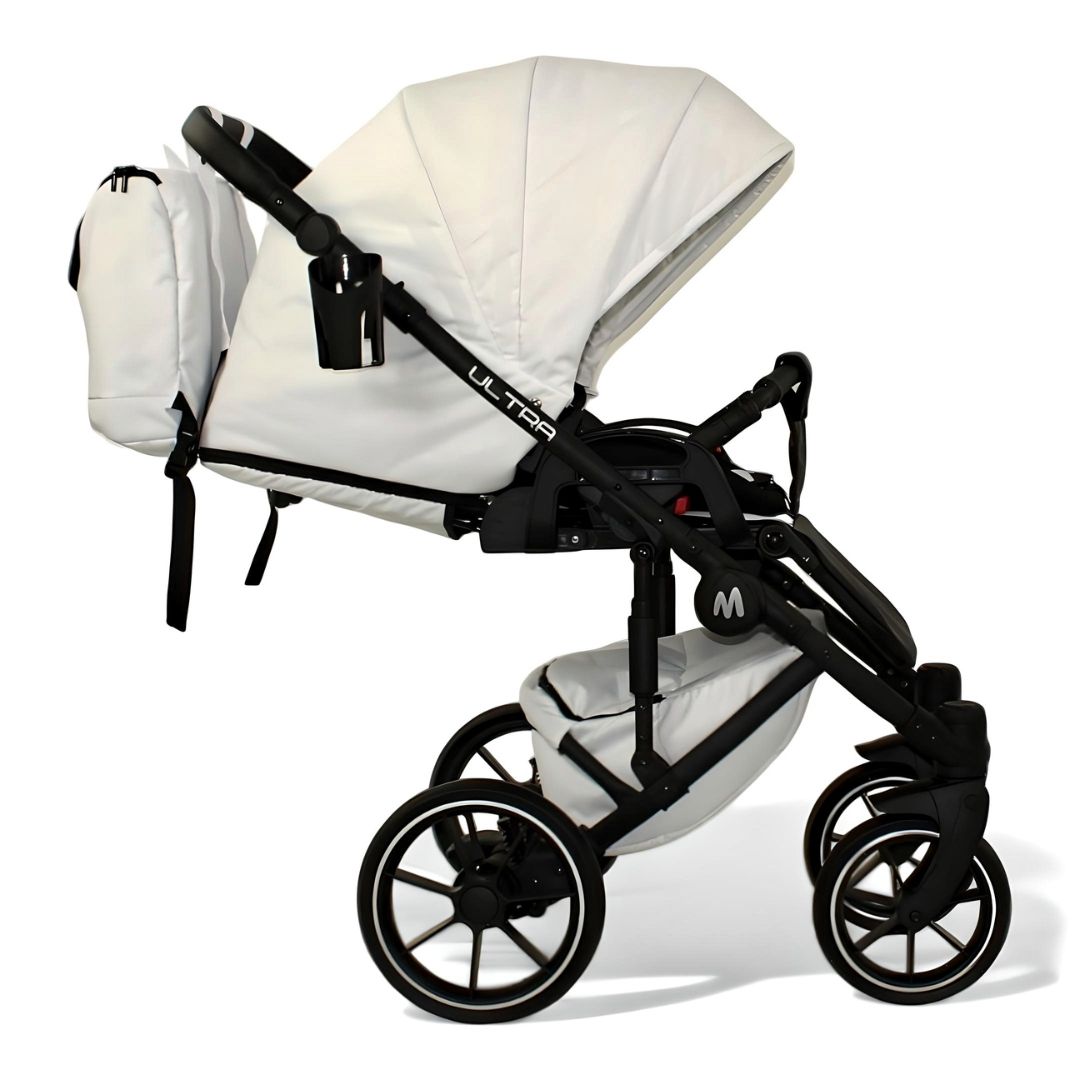 Carrito de bebé ultra MOMMO 2o3 en 1 Ecopiel - blanco - carritosdebebes.com (3)
