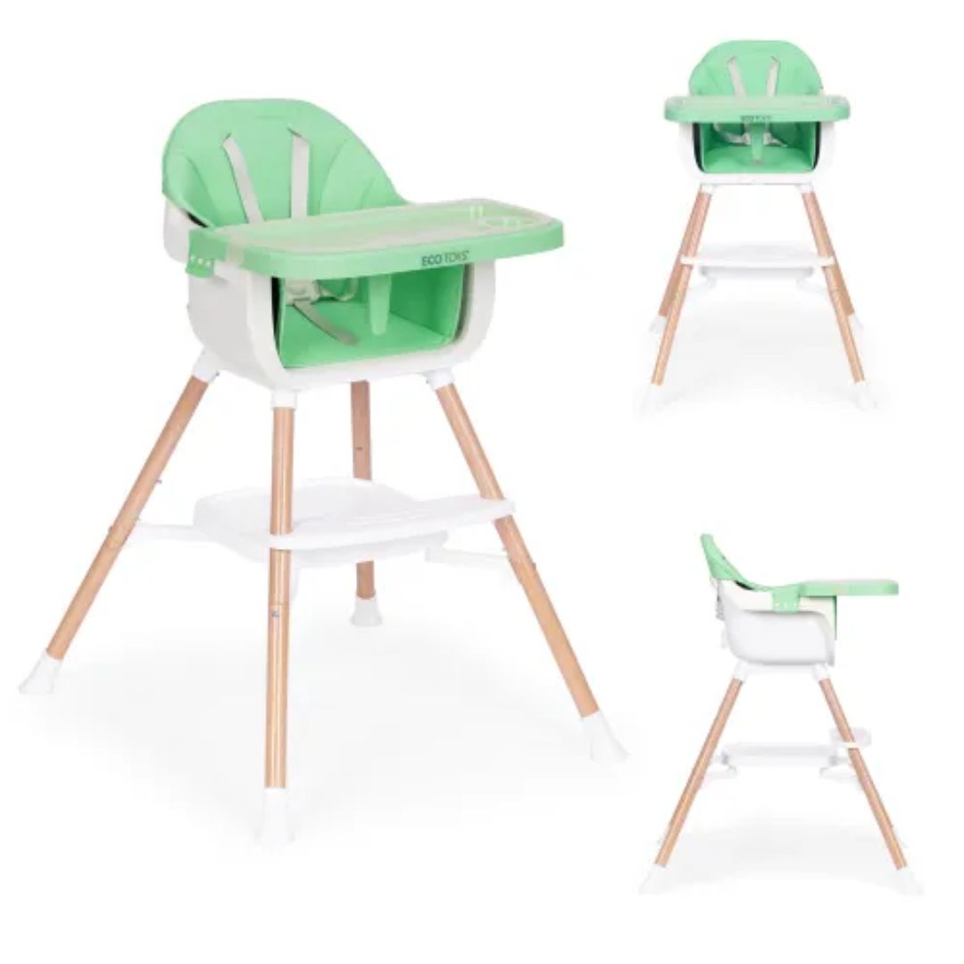 Silla de comer ECOTOYS para bebés 2 en 1 verde