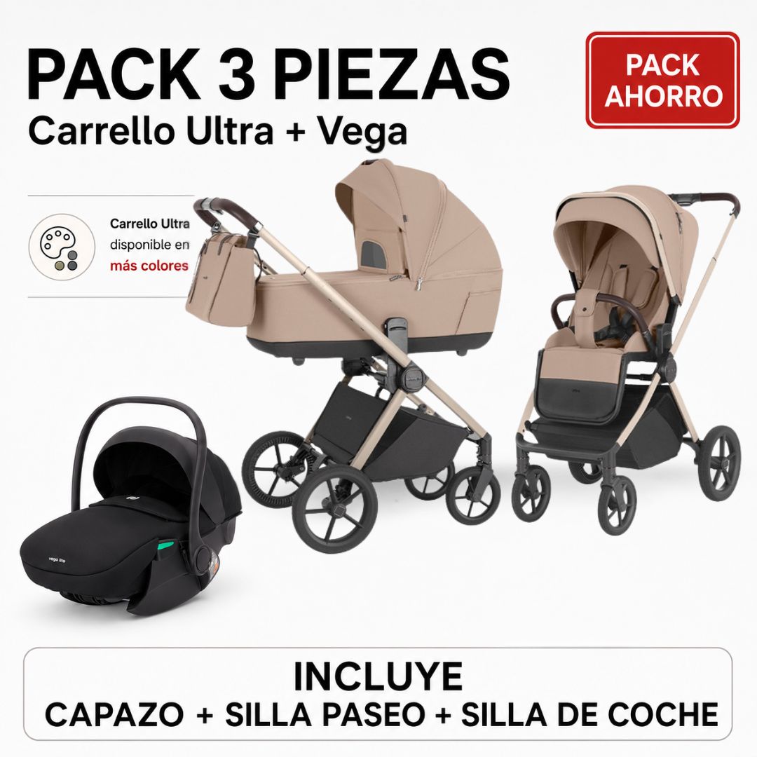 PACK LIMITADO 3 PIEZAS Ultra CRL-6527 Carrello + Silla de coche Vega