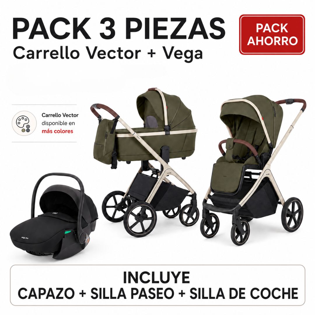 PACK LIMITADO 3 PIEZAS Vector CRL-6550 Carrello + Silla de coche Vega