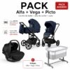 Pack Carrito de bebé Alfa 6522 Carrello + Silla de coche Vega + Cuna Picto - Thumbnail Image 1