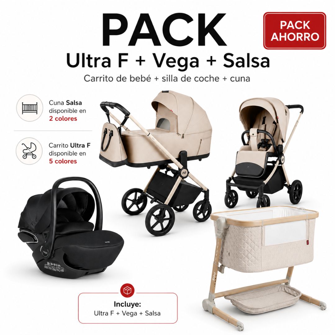Pack Carrito de bebé Ultra F + Silla de coche Vega + Cuna Salsa
