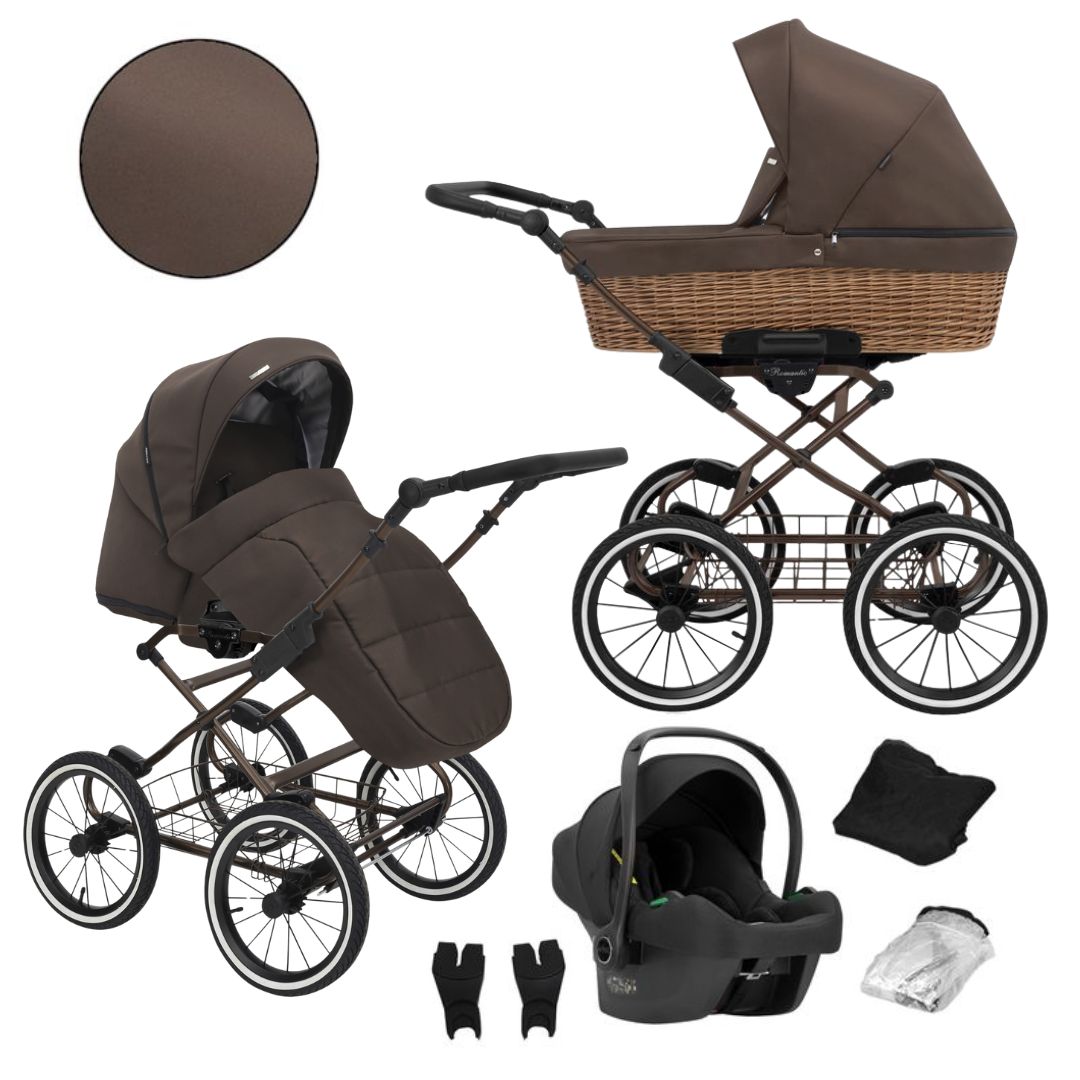 Carrito Bebé Kunert Romantic Classic 2 o 3 en 1 Chasis Chocolate