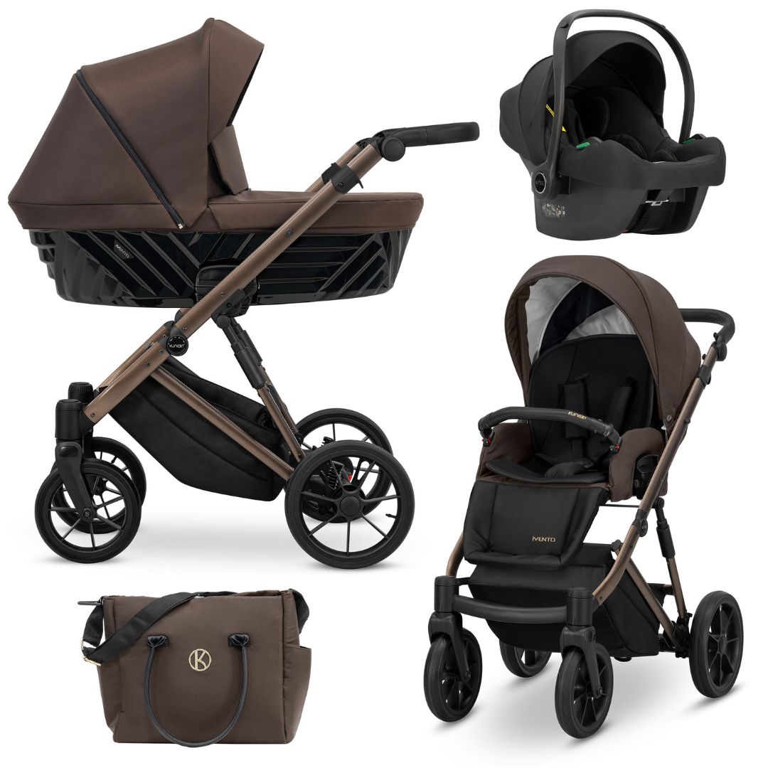 Carrito Bebé Kunert Ivento Tejido 2o3 en 1 Chasis Chocolate