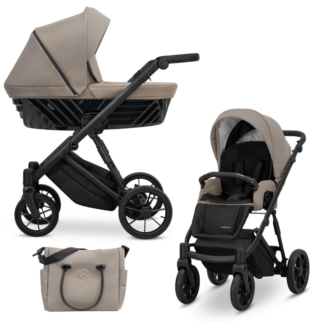 Carrito Bebé Kunert Ivento 2 o 3 en 1 Chasis Negro Tela